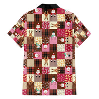 Christmas Patchwork Fake Tuxedo Hawaiian Shirt Santa and Reindeer Pink Plaid Style - Wonder Print Shop