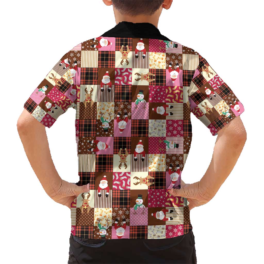 Christmas Patchwork Fake Tuxedo Hawaiian Shirt Santa and Reindeer Pink Plaid Style - Wonder Print Shop
