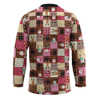 Christmas Patchwork Fake Tuxedo Hockey Jersey Santa and Reindeer Pink Plaid Style - Wonder Print Shop