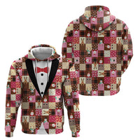 Christmas Patchwork Fake Tuxedo Hoodie Santa and Reindeer Pink Plaid Style - Wonder Print Shop