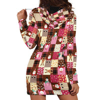 Christmas Patchwork Fake Tuxedo Hoodie Dress Santa and Reindeer Pink Plaid Style - Wonder Print Shop