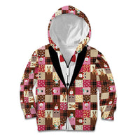 Christmas Patchwork Fake Tuxedo Kid Hoodie Santa and Reindeer Pink Plaid Style - Wonder Print Shop