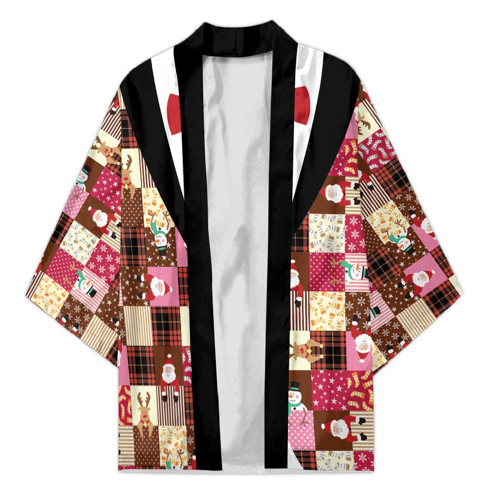 Christmas Patchwork Fake Tuxedo Kimono Santa and Reindeer Pink Plaid Style - Wonder Print Shop