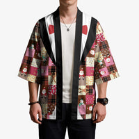 Christmas Patchwork Fake Tuxedo Kimono Santa and Reindeer Pink Plaid Style - Wonder Print Shop