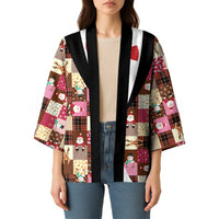 Christmas Patchwork Fake Tuxedo Kimono Santa and Reindeer Pink Plaid Style - Wonder Print Shop