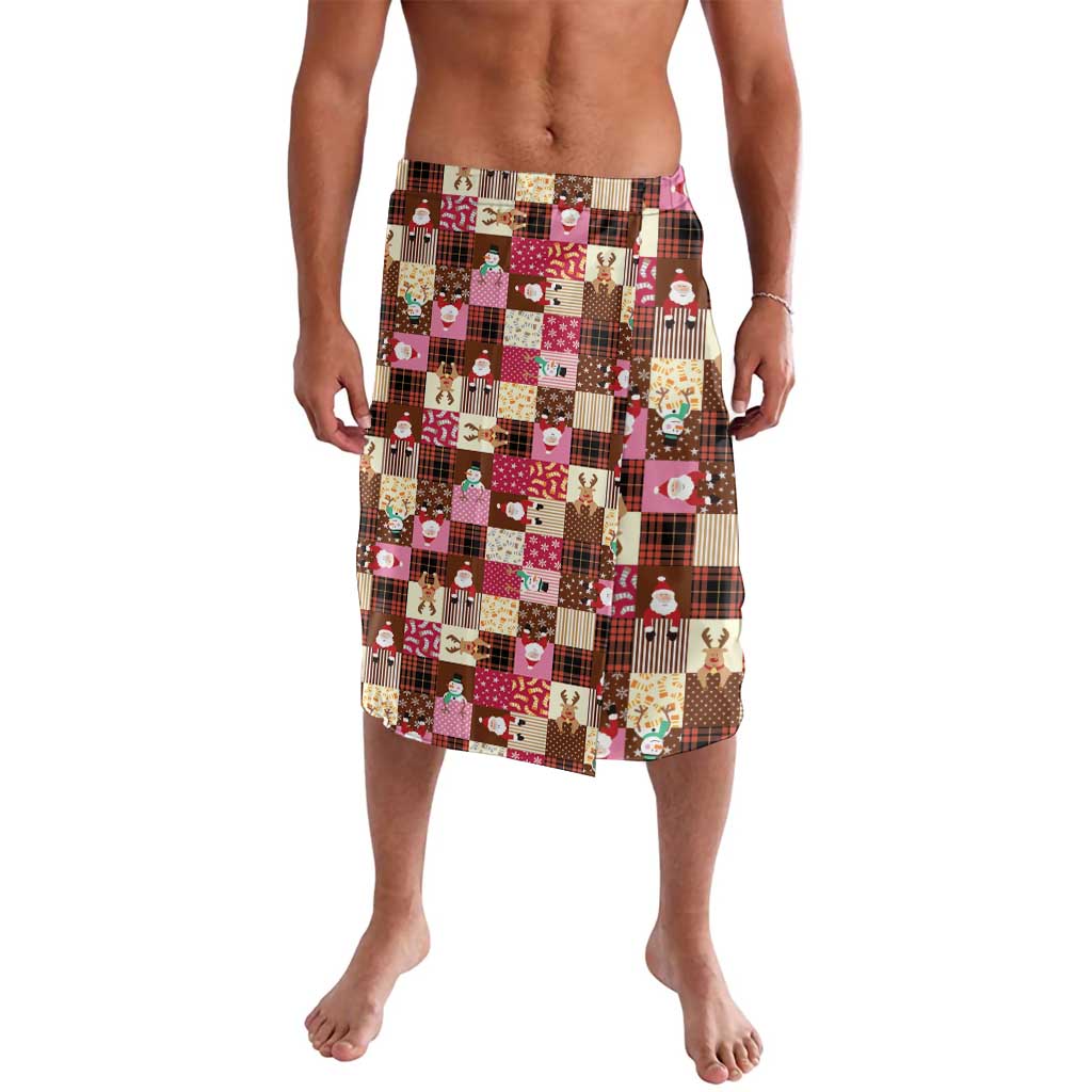 Christmas Patchwork Fake Tuxedo Lavalava Santa and Reindeer Pink Plaid Style - Wonder Print Shop