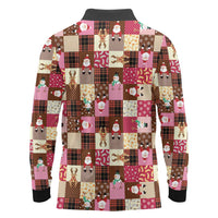 Christmas Patchwork Fake Tuxedo Long Sleeve Polo Shirt Santa and Reindeer Pink Plaid Style - Wonder Print Shop