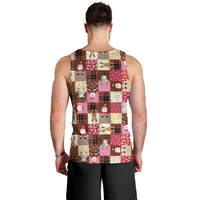 Christmas Patchwork Fake Tuxedo Men Tank Top Santa and Reindeer Pink Plaid Style - Wonder Print Shop