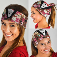 Christmas Patchwork Fake Tuxedo Neck Gaiter Santa and Reindeer Pink Plaid Style - Wonder Print Shop