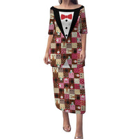 Christmas Patchwork Fake Tuxedo Puletasi Santa and Reindeer Pink Plaid Style - Wonder Print Shop
