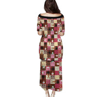 Christmas Patchwork Fake Tuxedo Puletasi Santa and Reindeer Pink Plaid Style - Wonder Print Shop