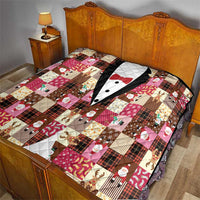 Christmas Patchwork Fake Tuxedo Quilt Santa and Reindeer Pink Plaid Style - Wonder Print Shop