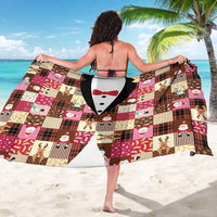 Christmas Patchwork Fake Tuxedo Sarong Santa and Reindeer Pink Plaid Style - Wonder Print Shop