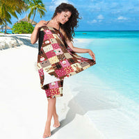 Christmas Patchwork Fake Tuxedo Sarong Santa and Reindeer Pink Plaid Style - Wonder Print Shop