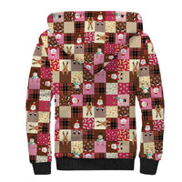 Christmas Patchwork Fake Tuxedo Sherpa Hoodie Santa and Reindeer Pink Plaid Style - Wonder Print Shop