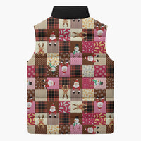 Christmas Patchwork Fake Tuxedo Sleeveless Puffer Jacket Santa and Reindeer Pink Plaid Style - Wonder Print Shop