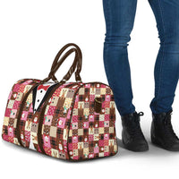 Christmas Patchwork Fake Tuxedo Travel Bag Santa and Reindeer Pink Plaid Style - Wonder Print Shop