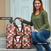 Christmas Patchwork Fake Tuxedo Travel Bag Santa and Reindeer Pink Plaid Style - Wonder Print Shop