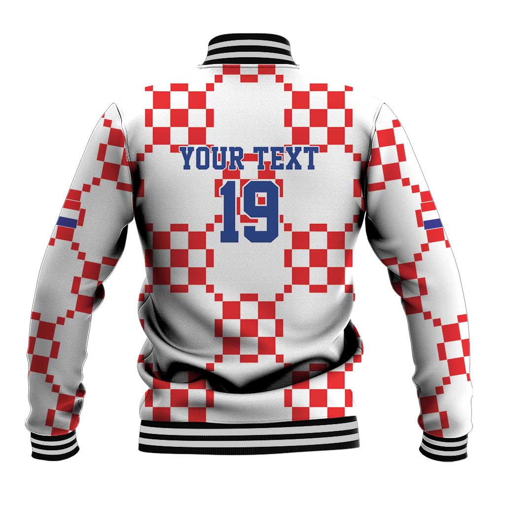 Custom World Football 2026 Croatia Baseball Jacket Hrvatska Checkerboard Style - Wonder Print Shop