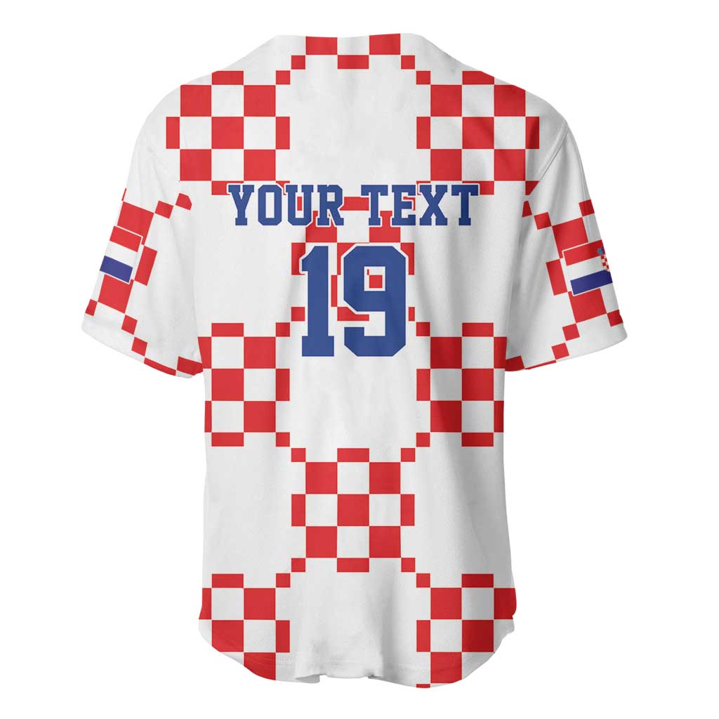 Custom World Football 2026 Croatia Baseball Jersey Hrvatska Checkerboard Style - Wonder Print Shop