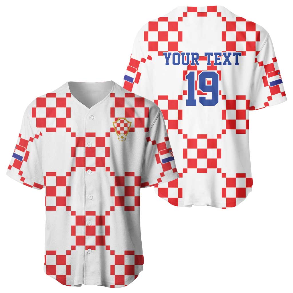 Custom World Football 2026 Croatia Baseball Jersey Hrvatska Checkerboard Style - Wonder Print Shop