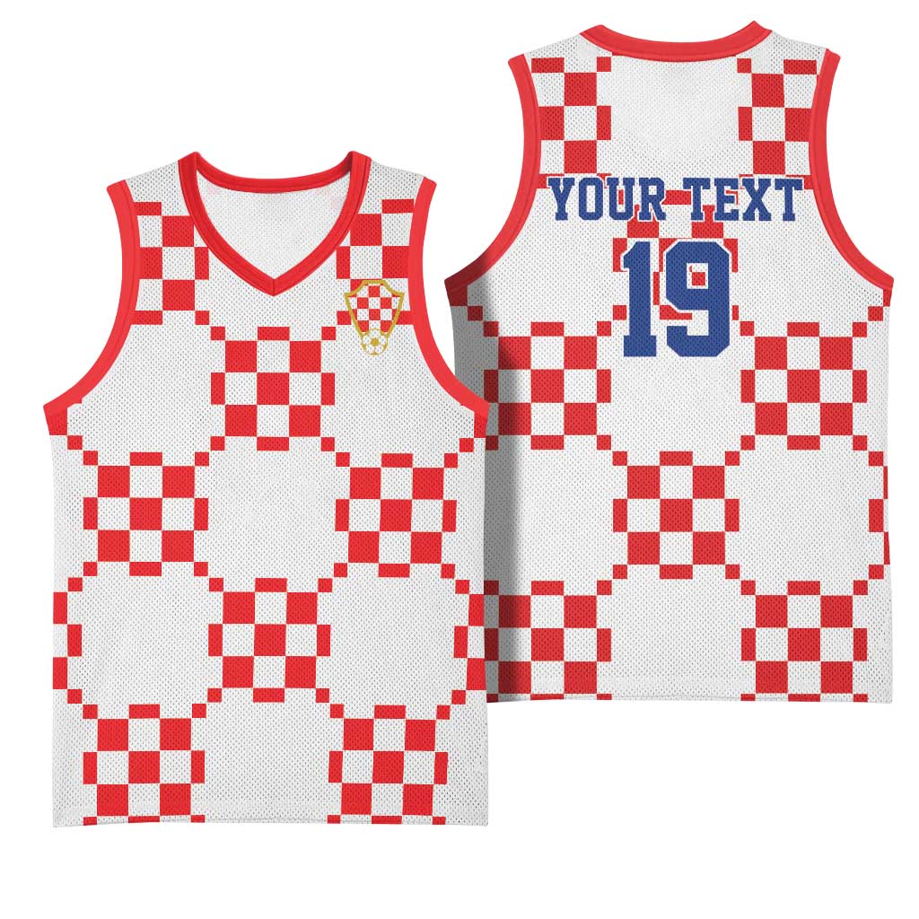 Custom World Football 2026 Croatia Basketball Jersey Hrvatska Checkerboard Style - Wonder Print Shop