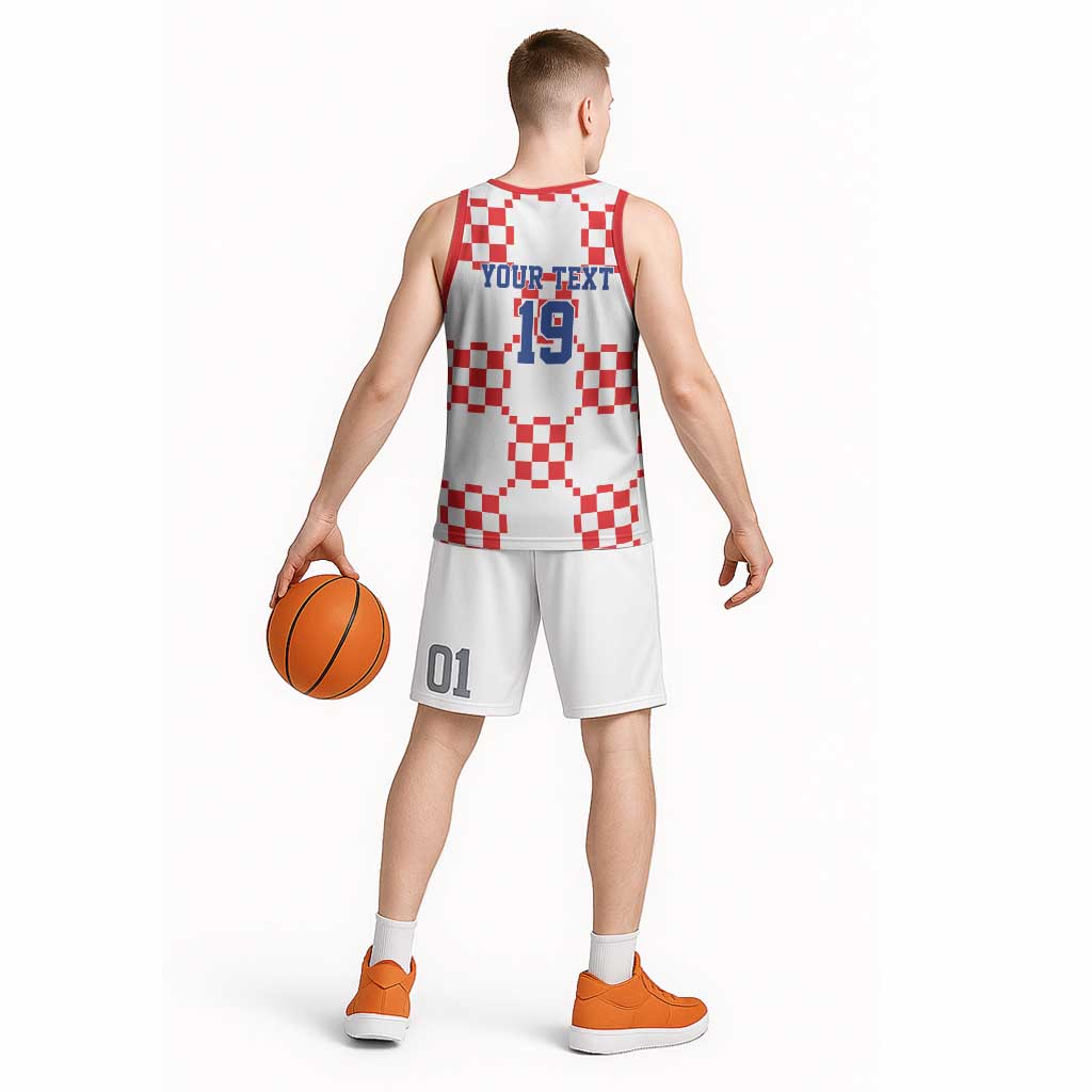 Custom World Football 2026 Croatia Basketball Jersey Hrvatska Checkerboard Style - Wonder Print Shop
