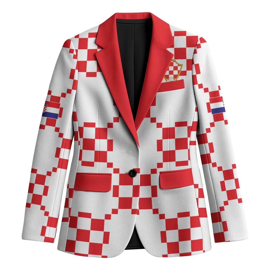 Custom World Football 2026 Croatia Blazer Hrvatska Checkerboard Style - Wonder Print Shop