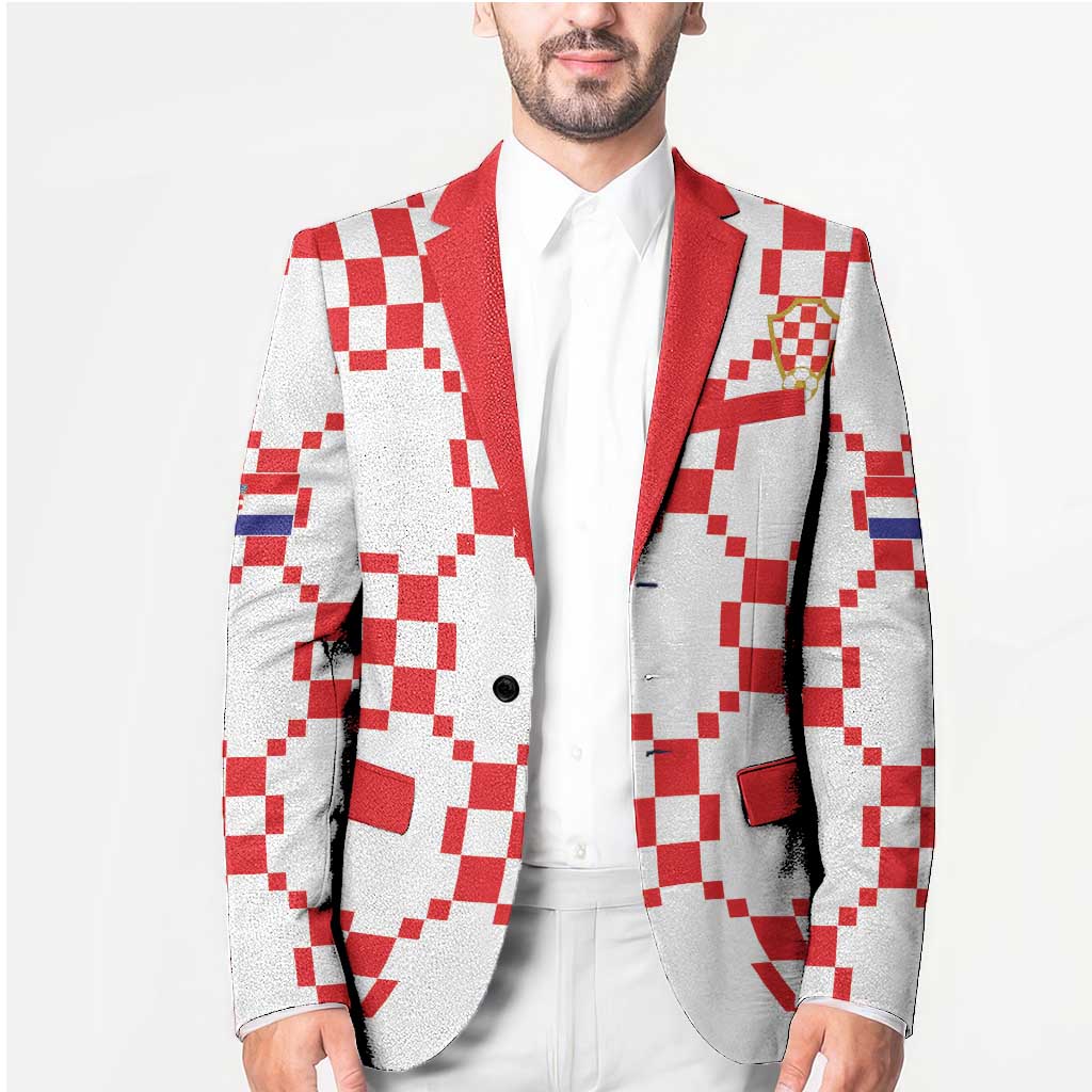 Custom World Football 2026 Croatia Blazer Hrvatska Checkerboard Style - Wonder Print Shop