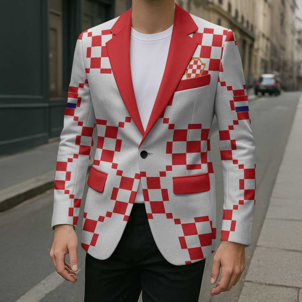 Custom World Football 2026 Croatia Blazer Hrvatska Checkerboard Style - Wonder Print Shop