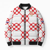 Custom World Football 2026 Croatia Bomber Puffer Jacket Hrvatska Checkerboard Style - Wonder Print Shop