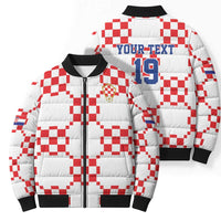 Custom World Football 2026 Croatia Bomber Puffer Jacket Hrvatska Checkerboard Style - Wonder Print Shop