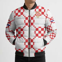 Custom World Football 2026 Croatia Bomber Puffer Jacket Hrvatska Checkerboard Style - Wonder Print Shop