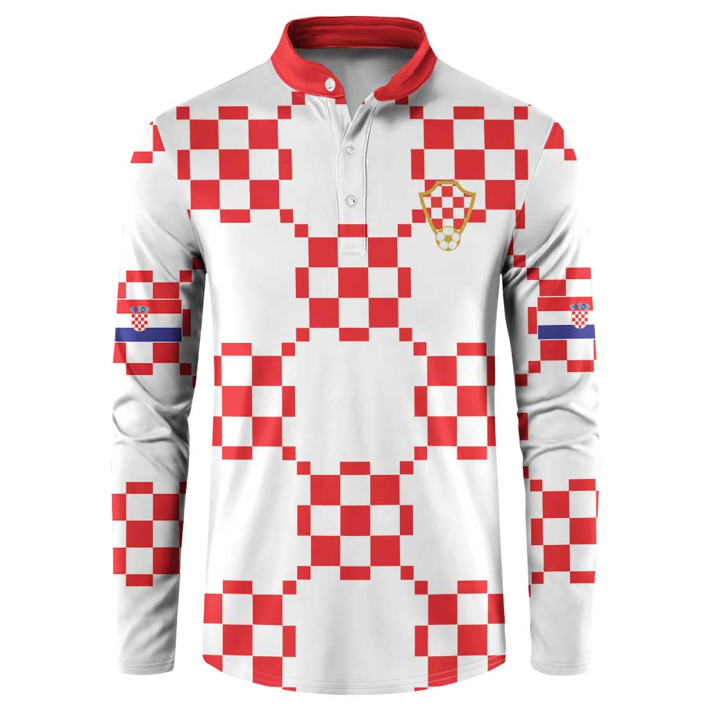 Custom World Football 2026 Croatia Button Sweatshirt Hrvatska Checkerboard Style - Wonder Print Shop