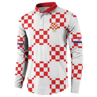 Custom World Football 2026 Croatia Button Sweatshirt Hrvatska Checkerboard Style - Wonder Print Shop
