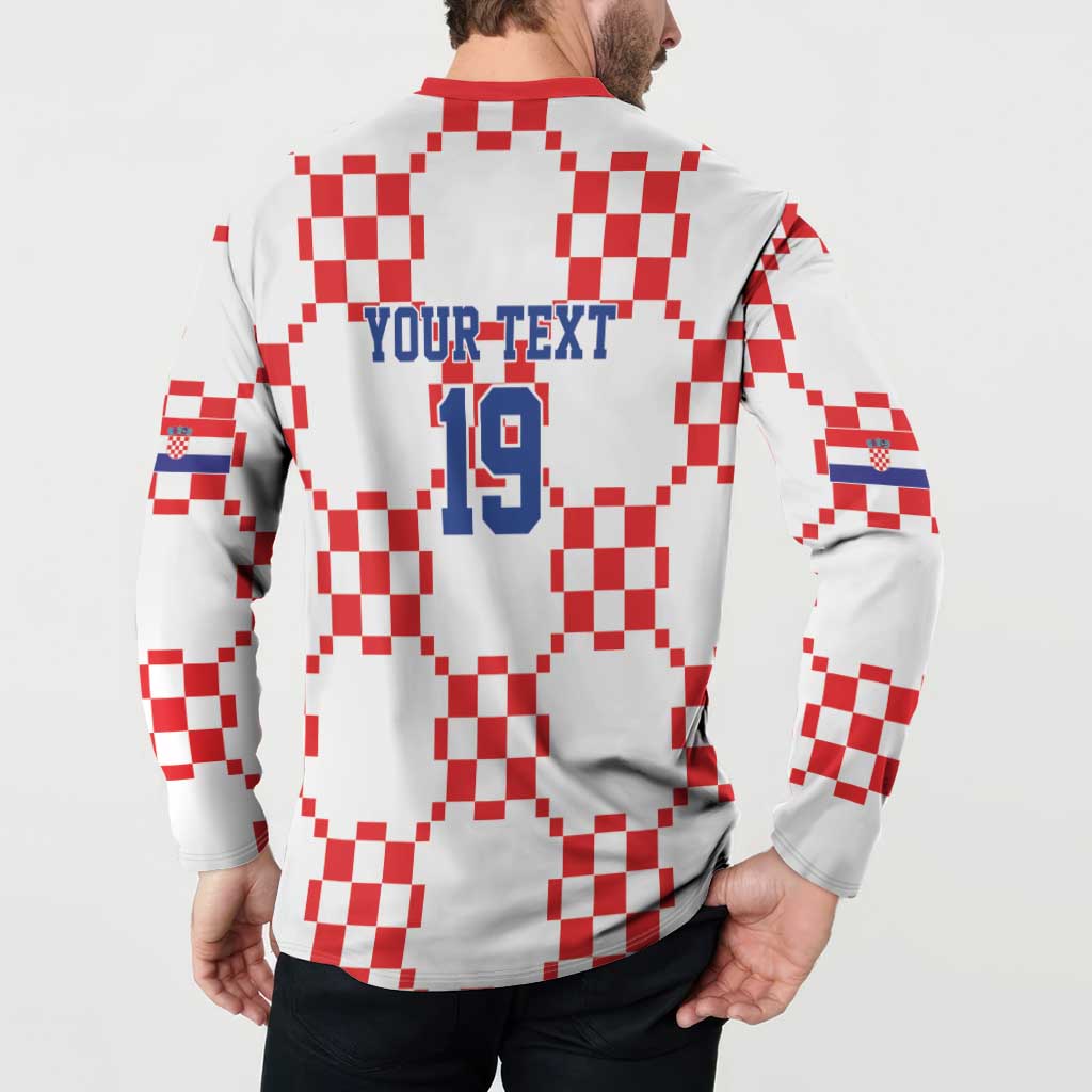 Custom World Football 2026 Croatia Button Sweatshirt Hrvatska Checkerboard Style - Wonder Print Shop