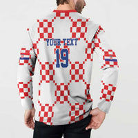 Custom World Football 2026 Croatia Button Sweatshirt Hrvatska Checkerboard Style - Wonder Print Shop