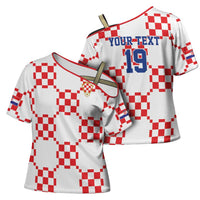 Custom World Football 2026 Croatia Cross Shoulder Shirt Hrvatska Checkerboard Style - Wonder Print Shop