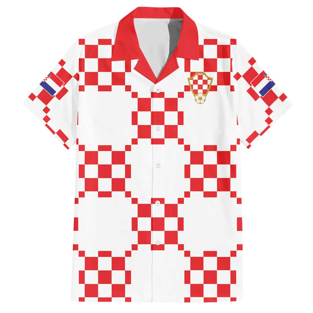 Custom World Football 2026 Croatia Hawaiian Shirt Hrvatska Checkerboard Style - Wonder Print Shop