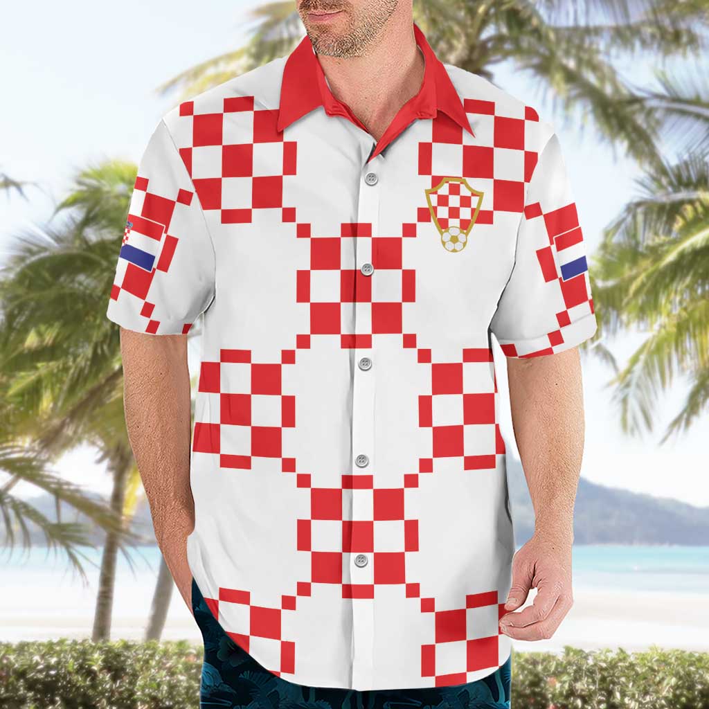 Custom World Football 2026 Croatia Hawaiian Shirt Hrvatska Checkerboard Style - Wonder Print Shop