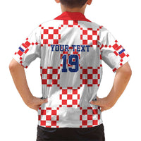 Custom World Football 2026 Croatia Kid Hawaiian Shirt Hrvatska Checkerboard Style - Wonder Print Shop