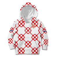 Custom World Football 2026 Croatia Kid Hoodie Hrvatska Checkerboard Style - Wonder Print Shop