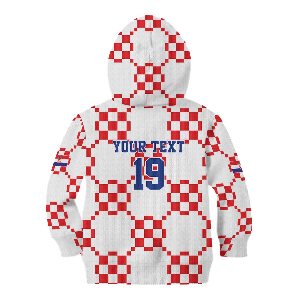 Custom World Football 2026 Croatia Kid Hoodie Hrvatska Checkerboard Style - Wonder Print Shop