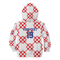 Custom World Football 2026 Croatia Kid Hoodie Hrvatska Checkerboard Style - Wonder Print Shop