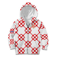 Custom World Football 2026 Croatia Kid Hoodie Hrvatska Checkerboard Style - Wonder Print Shop