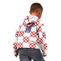 Custom World Football 2026 Croatia Kid Hoodie Hrvatska Checkerboard Style - Wonder Print Shop
