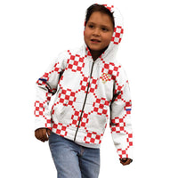 Custom World Football 2026 Croatia Kid Hoodie Hrvatska Checkerboard Style - Wonder Print Shop