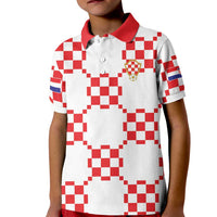 Custom World Football 2026 Croatia Kid Polo Shirt Hrvatska Checkerboard Style - Wonder Print Shop