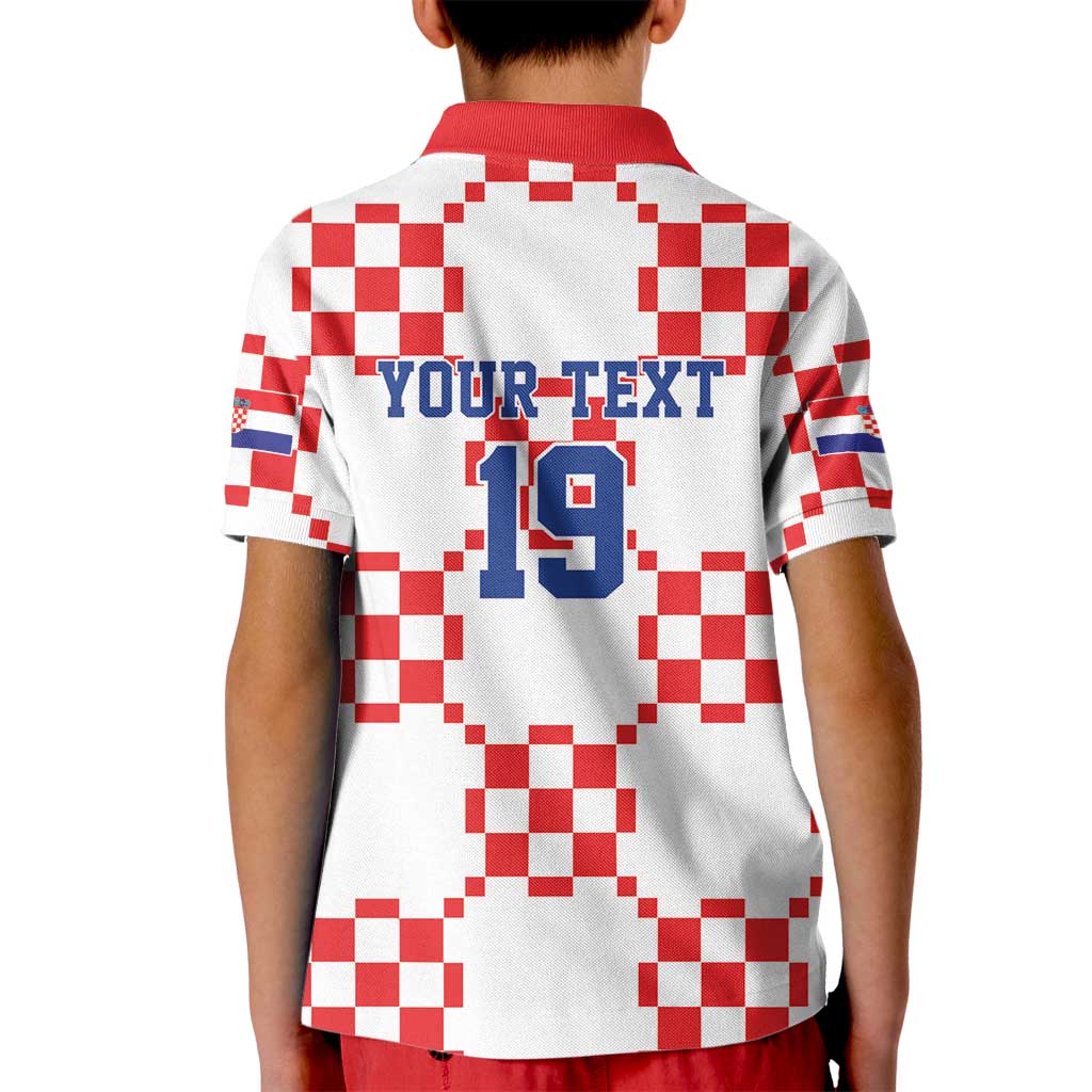 Custom World Football 2026 Croatia Kid Polo Shirt Hrvatska Checkerboard Style - Wonder Print Shop
