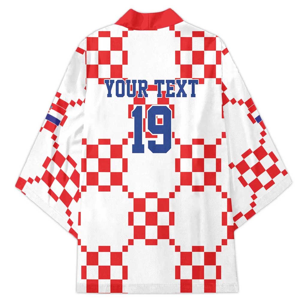 Custom World Football 2026 Croatia Kimono Hrvatska Checkerboard Style - Wonder Print Shop